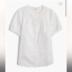 J crew Linen-blend short-sleeve smock-neck top sz XS